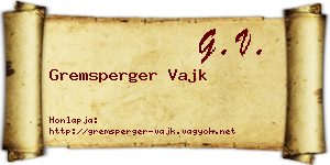 Gremsperger Vajk névjegykártya
